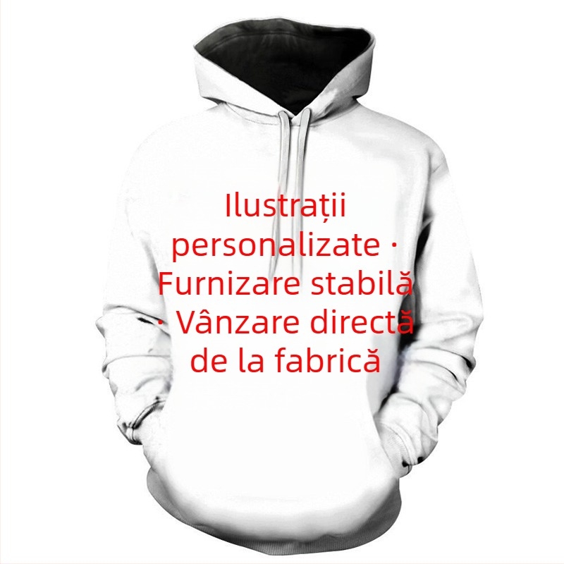Hanorac bărbătesc cu glugă, imprimare 3D cu motiv animal, croială slim, poliester 96%+, material ușor, potrivit primăverii și toamnei