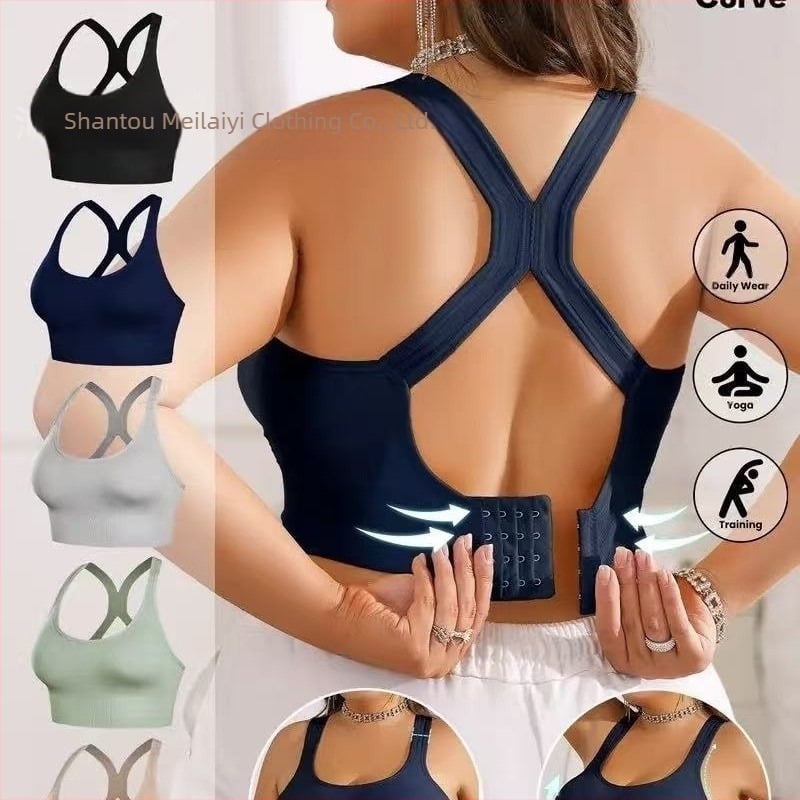 Meilaiyi 8680 Sutien sport fără cusături – cupă completă, push-up, închidere cu patru rânduri de cârlige, material nylon cu căptușeală Spandex
