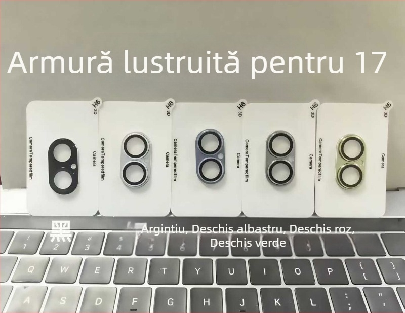 Protecție pentru lentila camerei pentru iPhone 16 Pro Max – sticlă temperată, film pentru lentile, antibacterian, rezistent la căderi, acoperire completă