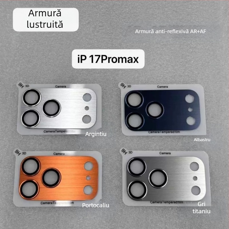 Protecție pentru lentila camerei pentru iPhone 16 Pro Max – sticlă temperată, film pentru lentile, antibacterian, rezistent la căderi, acoperire completă