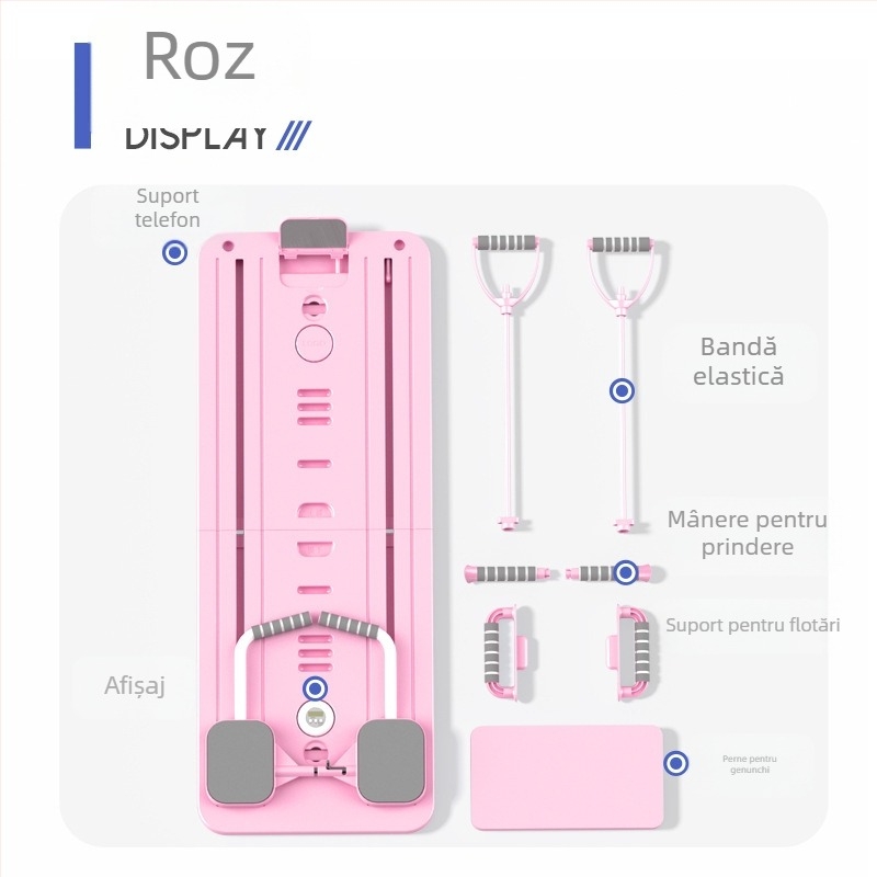 Roată abdominală și placă Pilates – echipament de fitness pentru acasă, pliabil, model plt, 4800 g, set de 4 bucăți