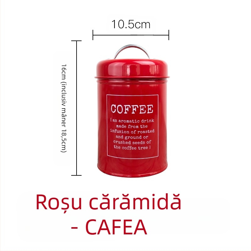 Recipient metalic rotund sigilat cu inel de etanșare, pentru lapte praf, cafea, ceai, bomboane și pudră pentru mască facială; capacitate sub 300 ml