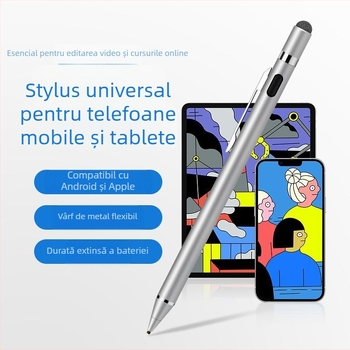 Stylus capacitiv pentru dispozitive mobile — carcasă metalică, încărcare magnetică, compatibil cu ecrane capacitive, compact și portabil