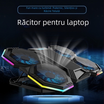 Răcitor de laptop cu 6 ventilatoare, răcire prin aer, pentru notebook/Ultrabook, plastic + plasă metalică, model NCP-079RGB