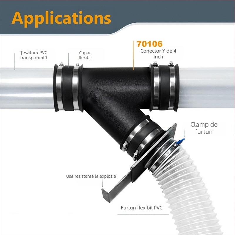Adaptor pentru aspirator pentru colector de praf, cu supapă tri-direcțională și conector furtun