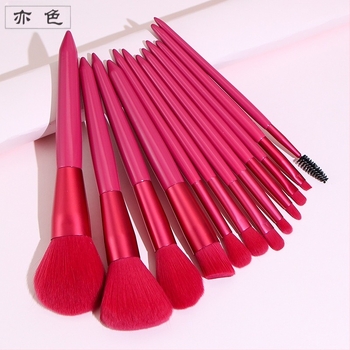 Set pensule de machiaj, 12 buc, fibre sintetice, mânere din lemn, mâner lung, ambalaj OPP