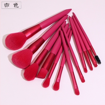 Set pensule de machiaj, 12 buc, fibre sintetice, mânere din lemn, mâner lung, ambalaj OPP