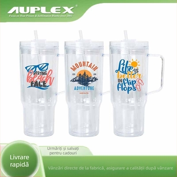 Ceașcă izolată 40 oz, pereți dubli, praf sclipitor, cu pai