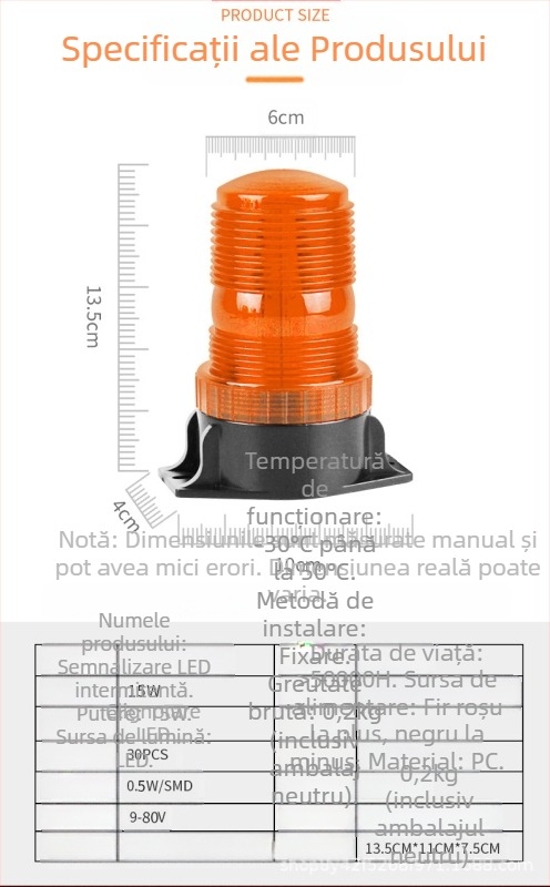 Lumini LED de plafon pentru stivatoare, autobuze școlare și vehicule de construcții, lumini de semnal intermitente, Compatibilitate universală