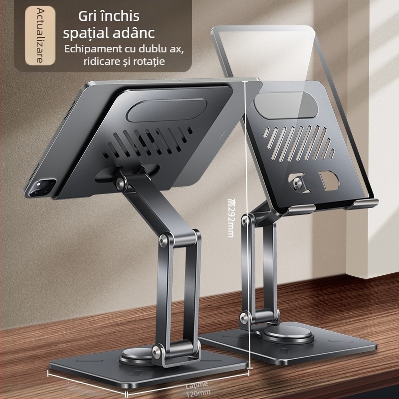 Suport pentru tabletă rotativ pliabil, tip ridicare, braț metalic, greutate 588,3 g, XUNDD