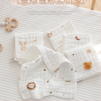 Prosop mic de față din bumbac pur, șervețel pentru saliva pentru bebeluți, potrivit pentru copii 3–8 ani
