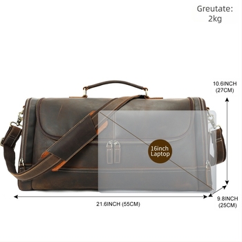 Geantă de voiaj din piele naturală Crazy Horse, capacitate sub 20 L, unisex, ideală pentru călătorii de afaceri