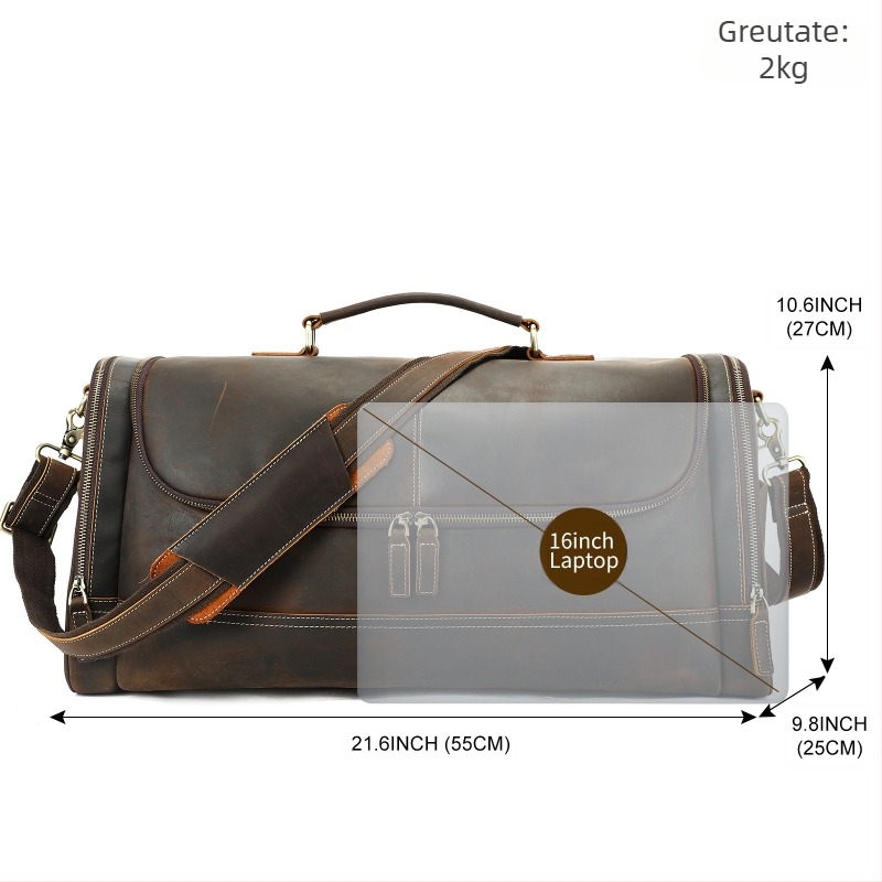 Geantă de voiaj din piele naturală Crazy Horse, capacitate sub 20 L, unisex, ideală pentru călătorii de afaceri