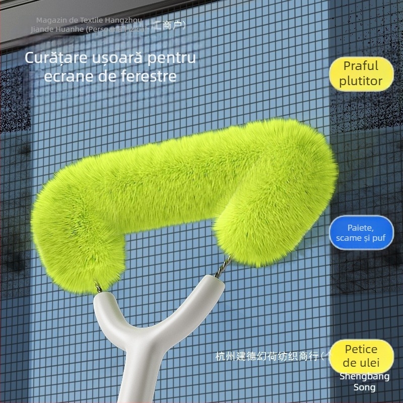 Perie de curățare a plasei de ferestre cu mâner telescopic lung, construcție PP, instrument manual pentru curățare la înălțime