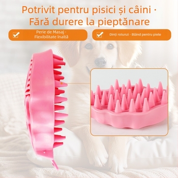 Perie de masaj din cauciuc pentru animale de companie – pentru baie și îngrijire a blănii, potrivită pentru pisici și câini