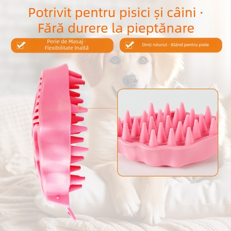 Perie de masaj din cauciuc pentru animale de companie – pentru baie și îngrijire a blănii, potrivită pentru pisici și câini