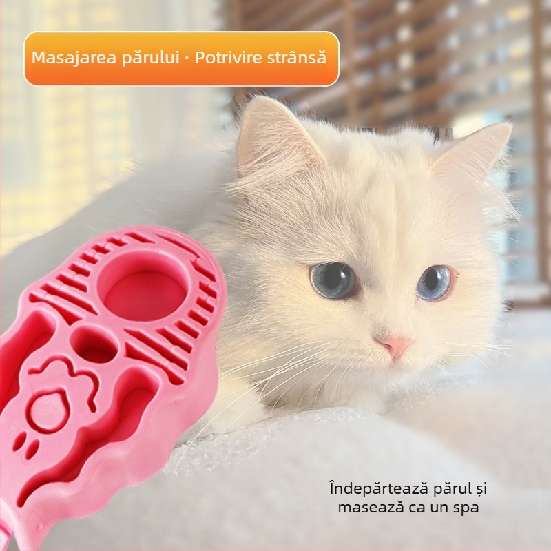 Perie de masaj din cauciuc pentru animale de companie – pentru baie și îngrijire a blănii, potrivită pentru pisici și câini