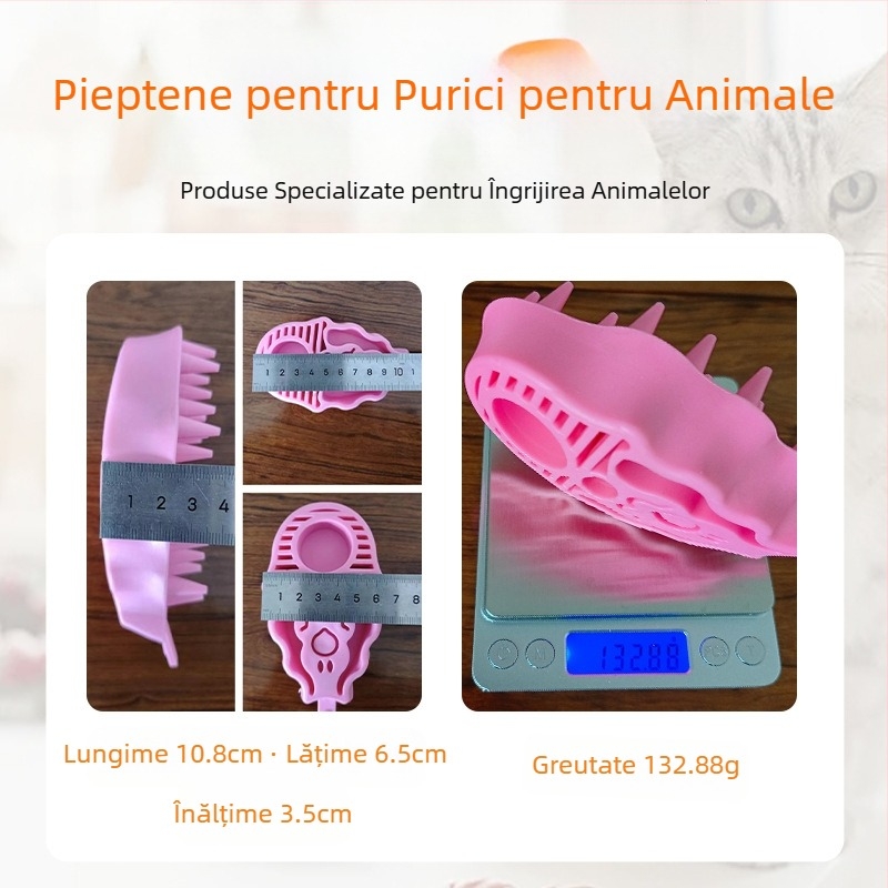 Perie de masaj din cauciuc pentru animale de companie – pentru baie și îngrijire a blănii, potrivită pentru pisici și câini