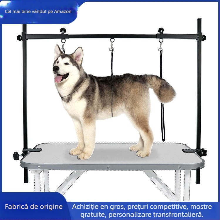 Braț de grooming pentru câini cu înălțime reglabilă, cadru din aliaj de aluminiu, lesă retractabilă – Brand Manjiangshu, Nr. 01