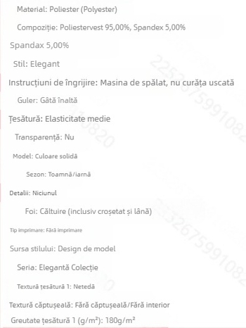 Bodycon bodysuit cu guler înalt și mâneci lungi, din poliester-elastan