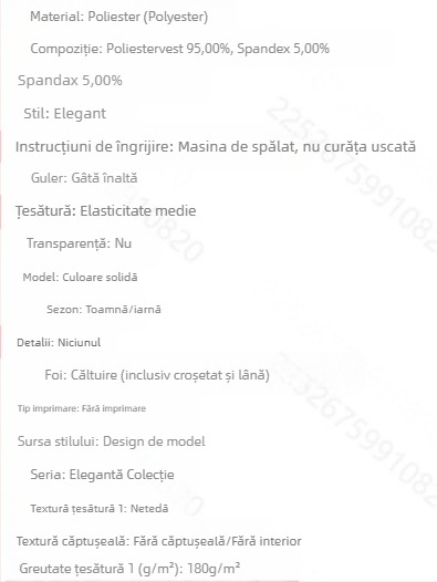 Bodycon bodysuit cu guler înalt și mâneci lungi, din poliester-elastan