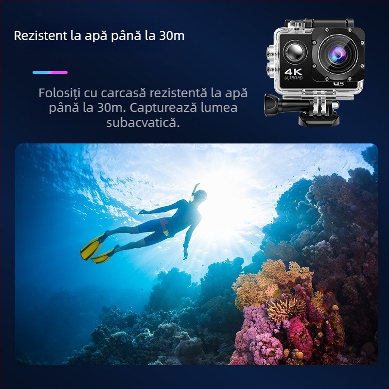 Camera de acțiune purtabilă pe cască – 4K video, 16MP fotografii, ecran LCD de 2.0 inch, stocare TF, baterie 900mAh