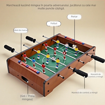 Fotbal de masă din lemn pentru două persoane — Zhi Qu, jucărie educațională pentru familie, pentru vârstele 4–6, 7–14 și 15–35