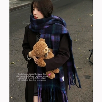 Șal din mohair cu ciucuri, țesătură simplă, țesătură poliester, căldură pentru iarnă