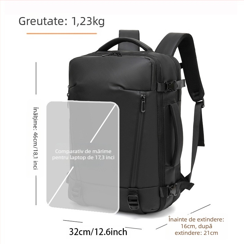 Rucsac pentru laptop, extensibil, unisex, nailon, 20–35L, curea cu pernă de aer