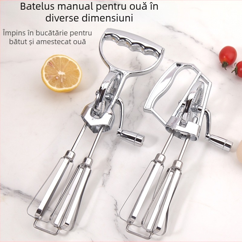 Bătător manual pentru ouă cu capete duble din oțel inoxidabil, pentru coacere