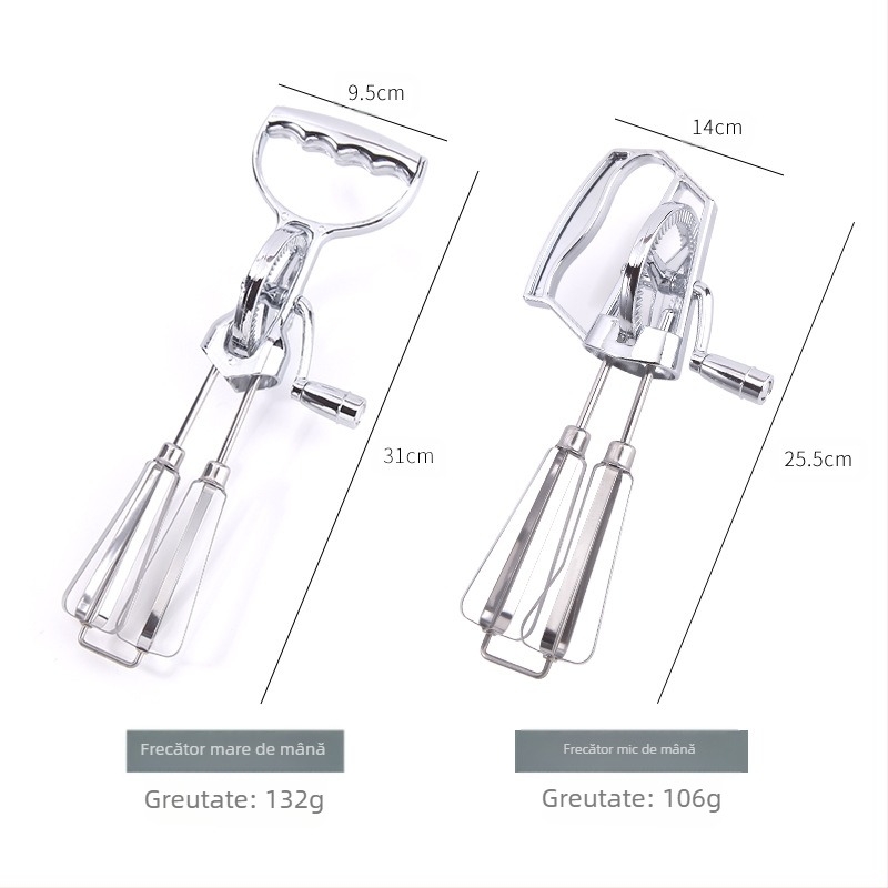Bătător manual pentru ouă cu capete duble din oțel inoxidabil, pentru coacere