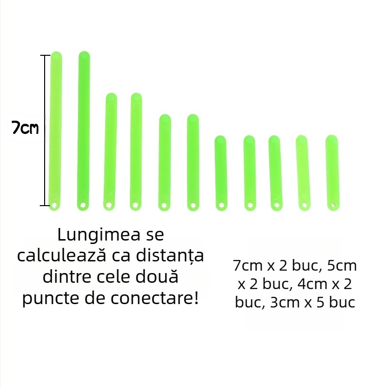 Instrument educațional de geometrie: benzi de conectare a poligoanelor, cadru paralelogram mobil, demonstrații ale relațiilor dintre triunghi și patrulater, din plastic.