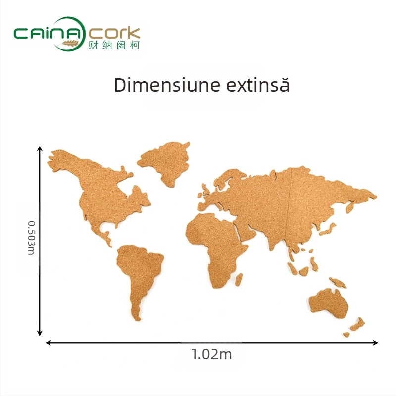 Panou de plută cu hartă a lumii, spate autoadeziv – decor de perete pentru fotografii, în formă de puzzle