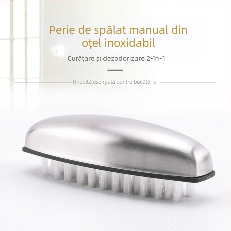 Perie de curățare din oțel inoxidabil 304 pentru eliminarea mirosurilor, utilizare duală pentru mâna și curățarea fructelor/legumelor, perie de masaj pentru bucătărie