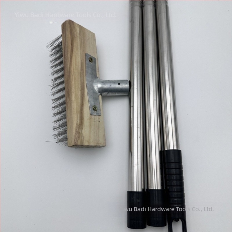 Perie din oțel inoxidabil cu mâner extensibil pentru curățarea teraselor, deckurilor și podelelor din curte