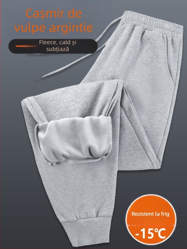 Pantaloni sport pentru femei din bumbac, talie înaltă, căptuți cu fleece Silver-Fox Velvet