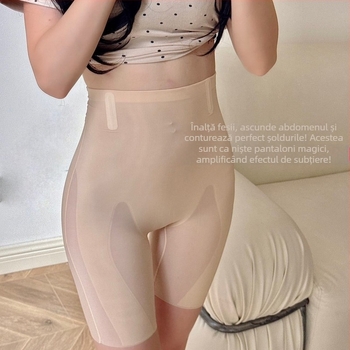 Boxeri shapewear talie înaltă, nailon respirant, control abdomen, ridicare șolduri, fără dungi vizibile