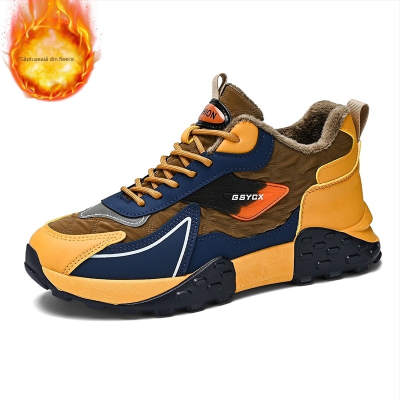 Ghete unisex de iarnă căptușite cu fleece, talpă groasă, impermeabile și antiderapante