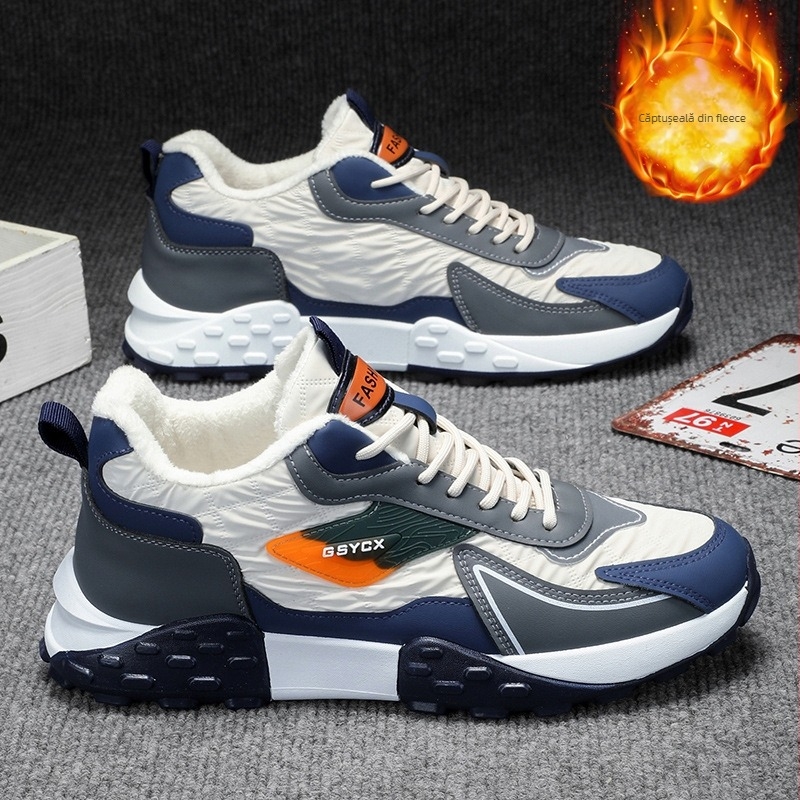 Ghete unisex de iarnă căptușite cu fleece, talpă groasă, impermeabile și antiderapante