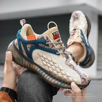 Pantofi sport casual pentru bărbați, respirabili, din plasă — partea superioară din plasă, branț PU, talpă antiderapantă din cauciuc, toc mic 1–3 cm, închidere cu șireturi