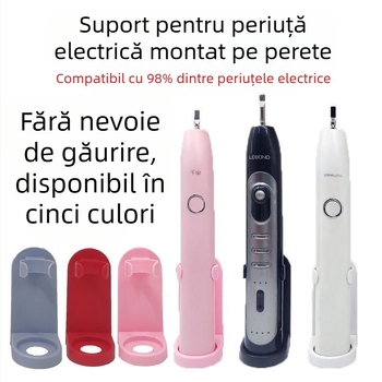 Suport universal pentru periuța de dinți, montaj pe perete cu sterilizare UV, din plastic