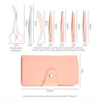Set portabil pentru sprâncene: clips pentru sprâncene, trimer pentru sprâncene, foarfecă pentru sprâncene – oțel inoxidabil