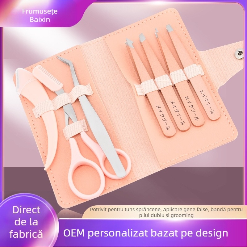 Set portabil pentru sprâncene: clips pentru sprâncene, trimer pentru sprâncene, foarfecă pentru sprâncene – oțel inoxidabil