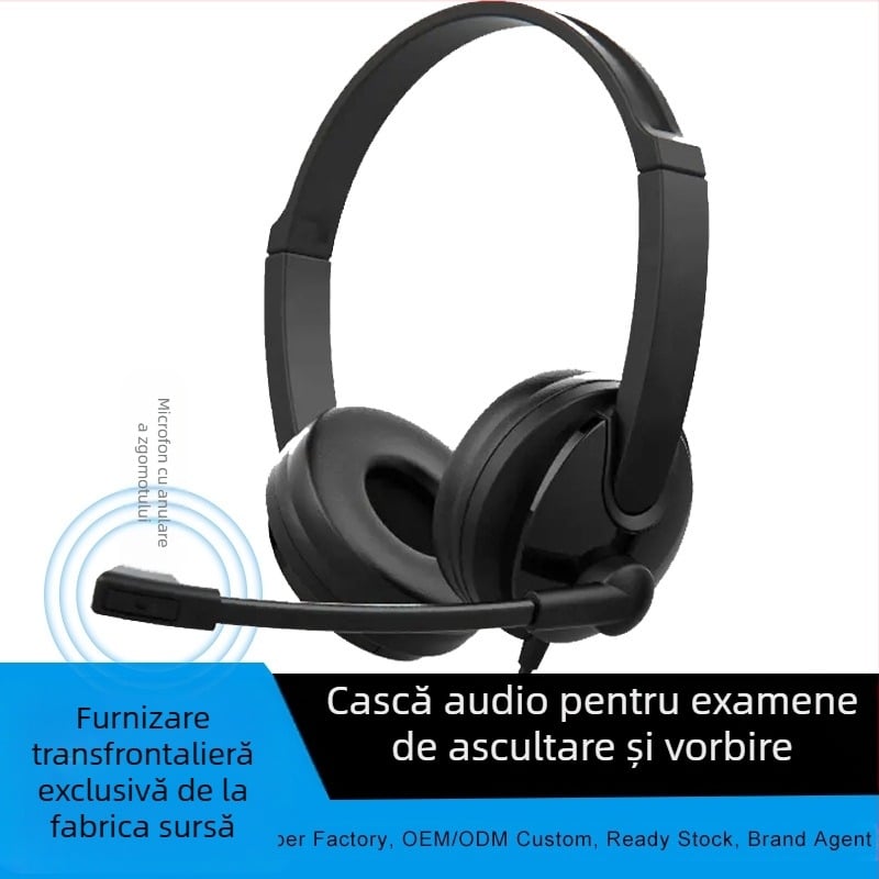 Headset cu fir cu microfon, conectare USB, 20–20 kHz, impedanță 32 Ω, sensibilitate 98 dB