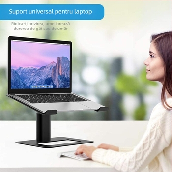 Suport desktop reglabil pentru laptop, din aliaj de aluminiu cu garnitură de silicon, model E07, compatibil cu laptopuri, 895 g