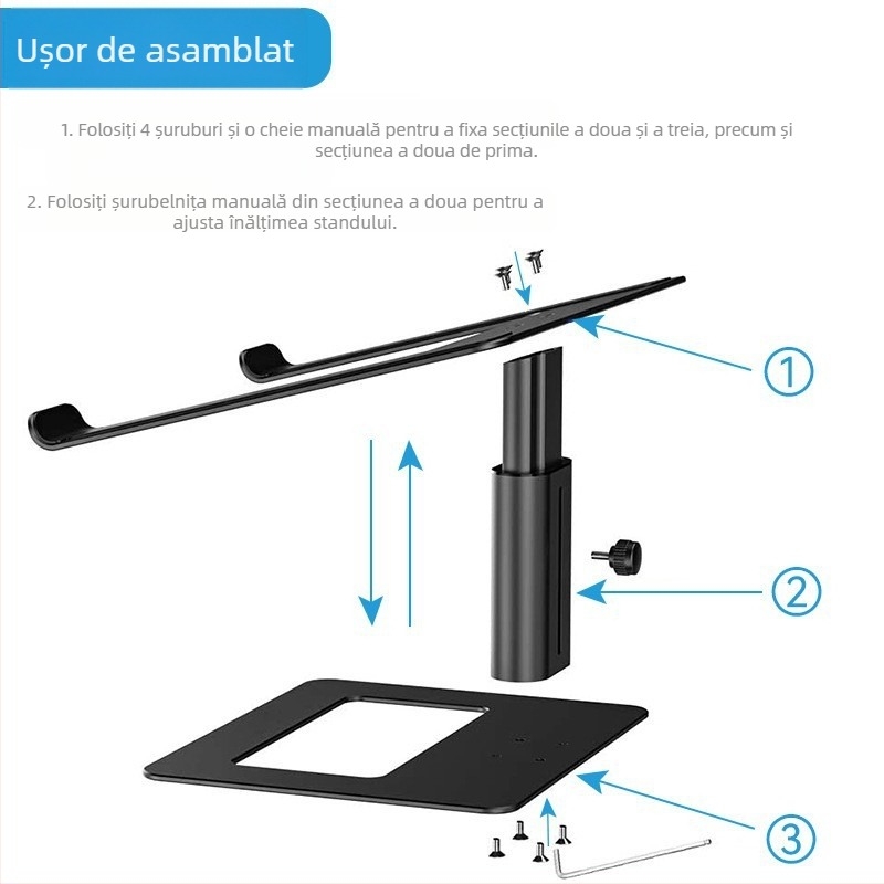 Suport desktop reglabil pentru laptop, din aliaj de aluminiu cu garnitură de silicon, model E07, compatibil cu laptopuri, 895 g