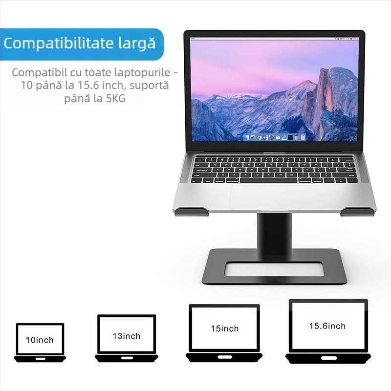 Suport desktop reglabil pentru laptop, din aliaj de aluminiu cu garnitură de silicon, model E07, compatibil cu laptopuri, 895 g