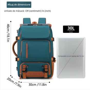 Rucsac de voiaj unisex, capacitate mare, compartiment pentru laptop de 16 inch, material Oxford, bretele curbate