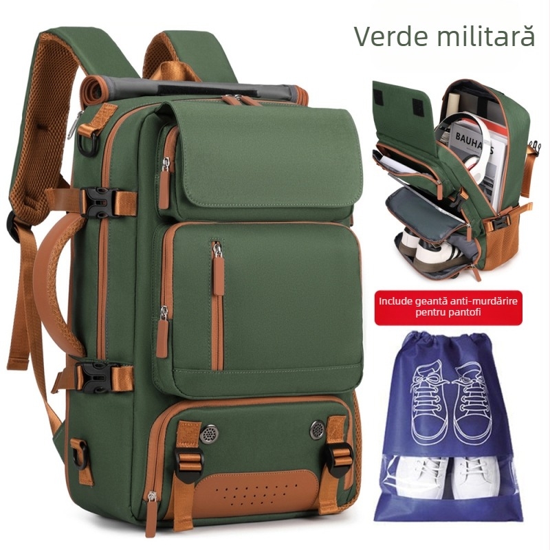 Rucsac de voiaj unisex, capacitate mare, compartiment pentru laptop de 16 inch, material Oxford, bretele curbate