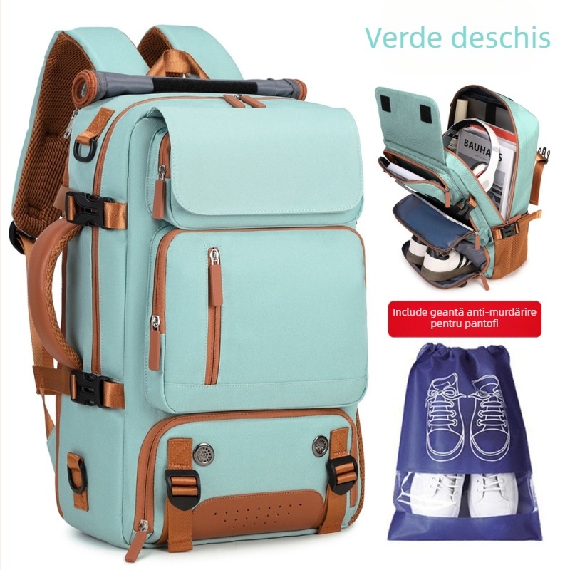Rucsac de voiaj unisex, capacitate mare, compartiment pentru laptop de 16 inch, material Oxford, bretele curbate